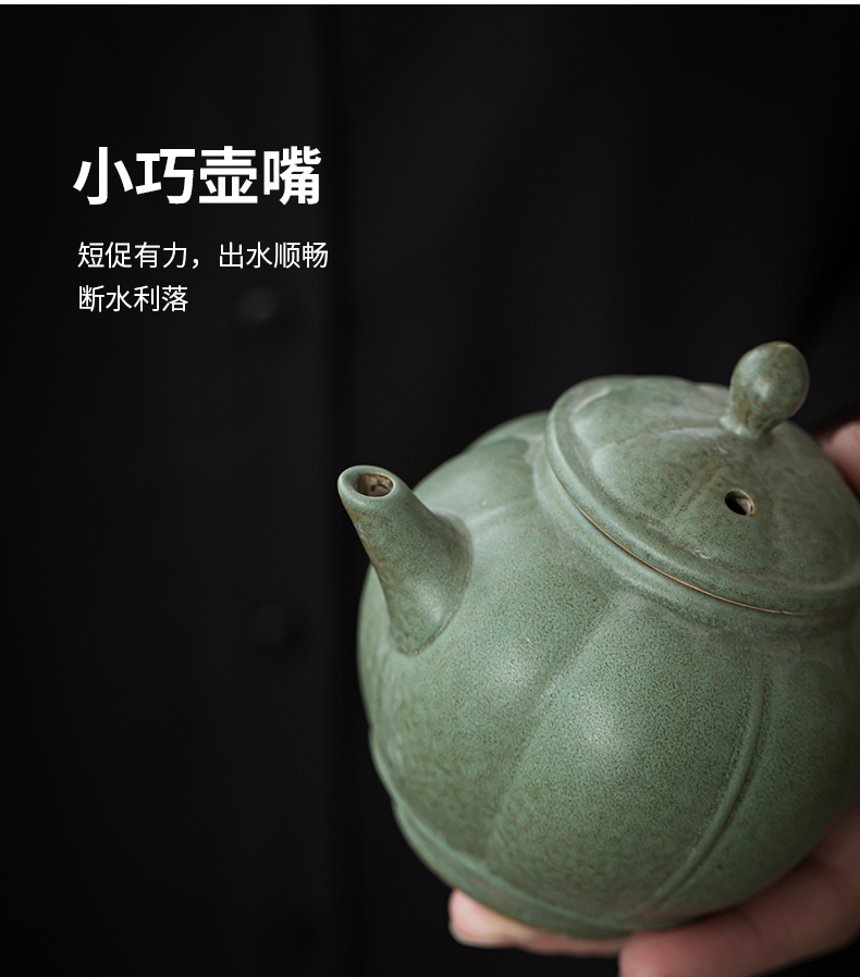 Jingdezhen green glaze up teapot single pot of Japanese kung fu tea set manually restoring ancient ways of household ceramics xi shi pot