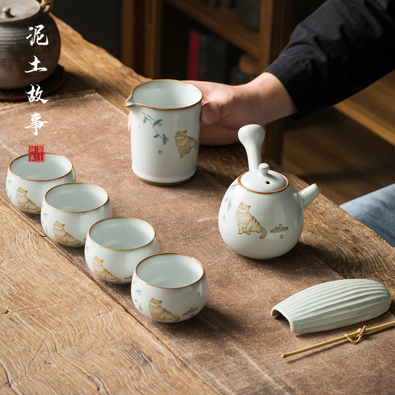 Jingdezhen Japanese your up kung fu tea pot set a small set of contracted and I home sitting room of a complete set of office