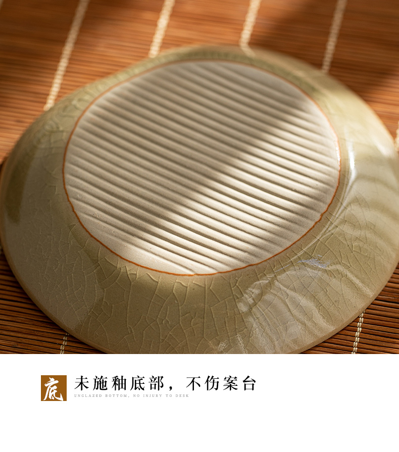 Jingdezhen hand - made lotus bearing dry ice to crack the up water pot mercifully Japanese home ceramic saucer plate heat insulation pads