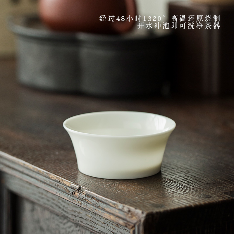 Earth story dehua lard white porcelain sample tea cup master cup large individual cup ceramic cups single cup small bowl