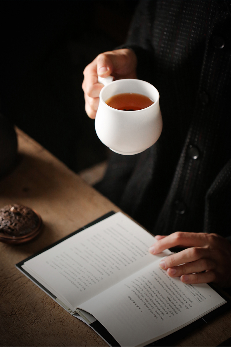 Biscuit firing suet jade dehua white porcelain ceramic filter office with personal cup master cup tea cup with cover