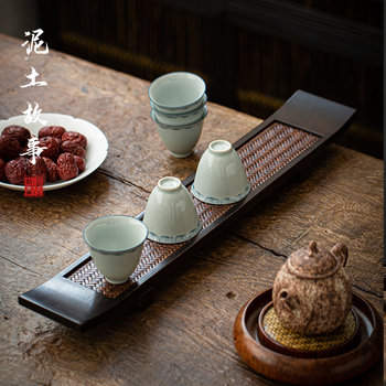 中式实木干泡台茶盘茶杯架茶具收纳杯托壶承日式茶道功夫茶具托盘