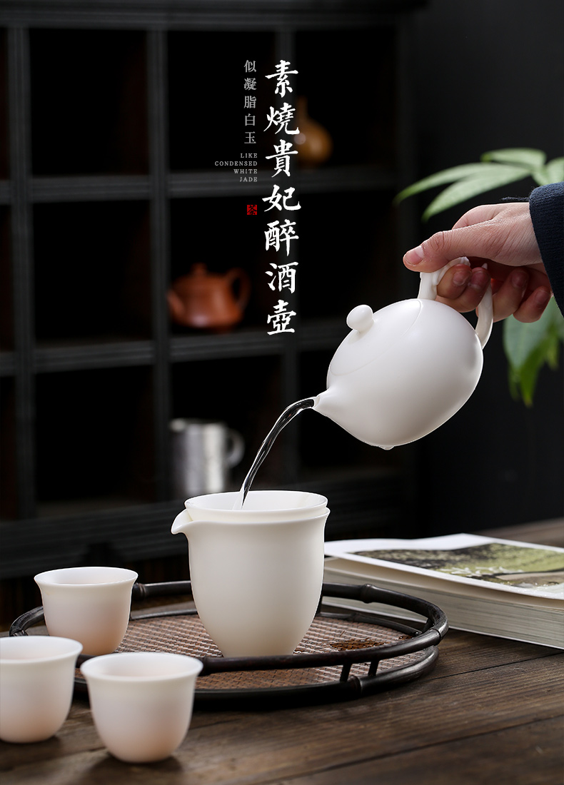 High white porcelain teapot dehua top - grade biscuit firing kung fu suit household ceramics single pot large pure manual xi shi pot