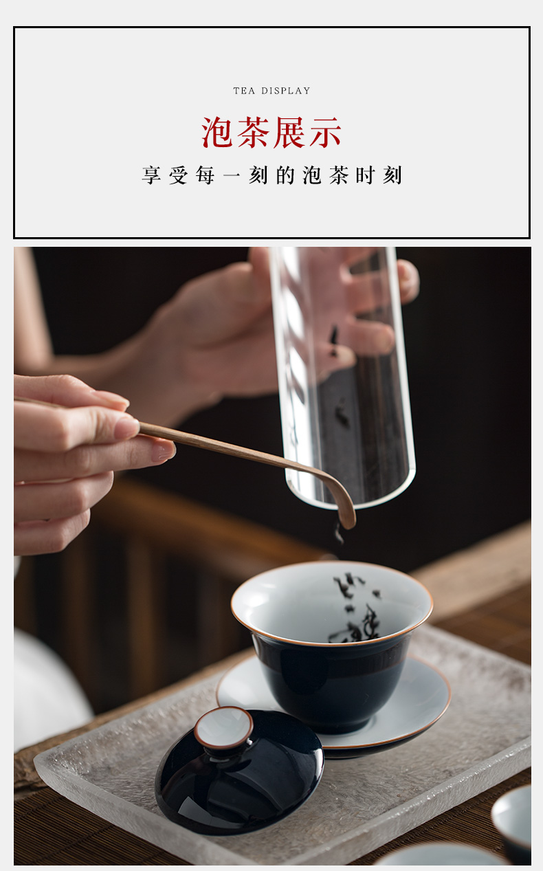 Jingdezhen glaze teacup tureen large kung fu tea tea ware Jingdezhen ceramics worship to use three bowls