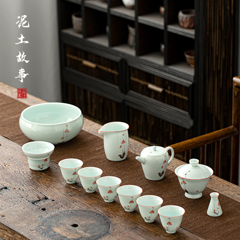 Earth story | hand - made name plum suit ceramic tureen home outfit kung fu tea, green tea fair