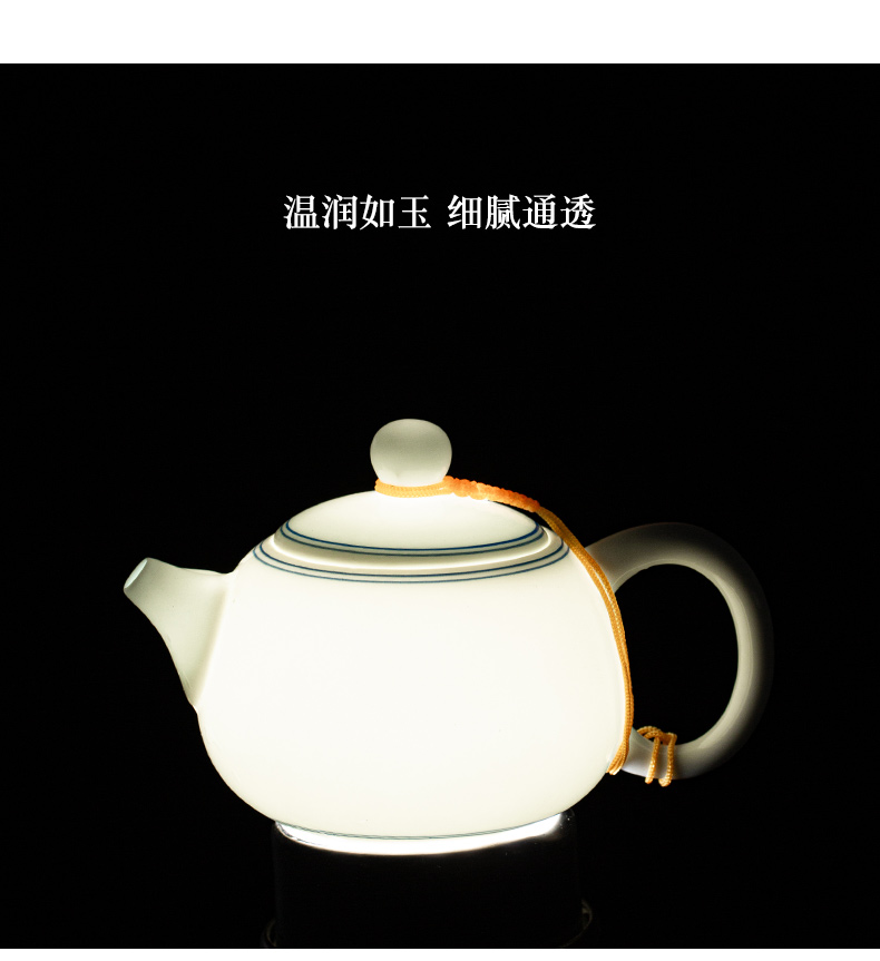 Earth story jingdezhen sweet white hand teapot xi shi household small single pot of tea pot set hand - made