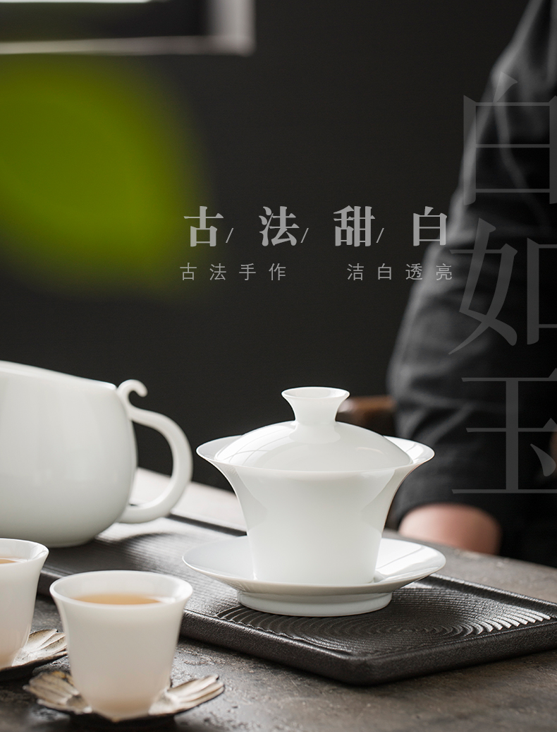 Jingdezhen manual thin foetus large tureen white porcelain cups water chestnut tureen single hot ceramic tea bowl