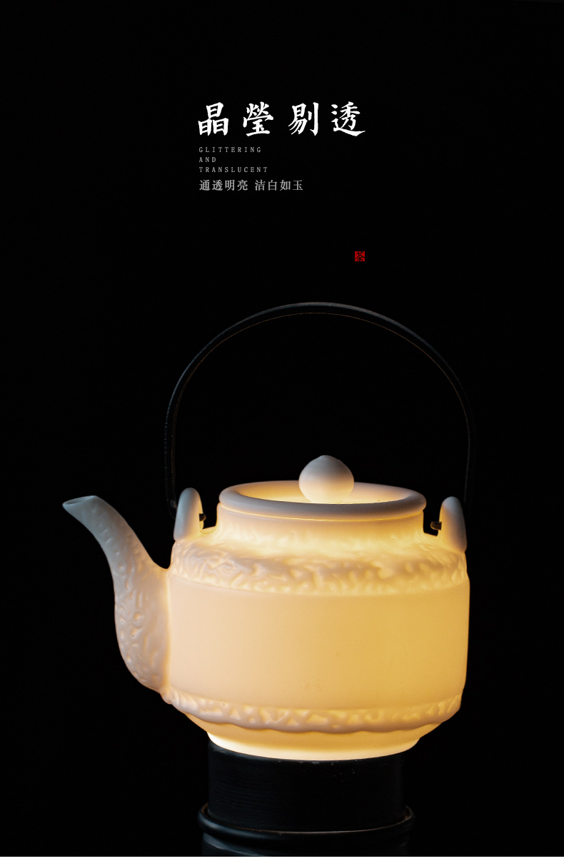 Earth story tea kettle ceramic household kung fu biscuit firing single girder pot pot of hand made dehua white porcelain teapots