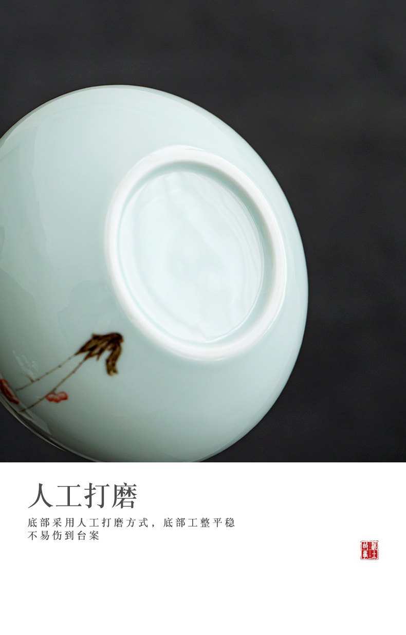 Earth story hand - made name plum shadow oolong tea wash your cup under glaze color celadon bowl of tea with zero water jar water washing