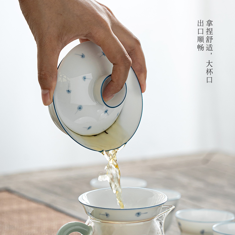 Dandelion jingdezhen ceramic gift box set household manual tea tray was contracted white porcelain cup lid to use kung fu tea set