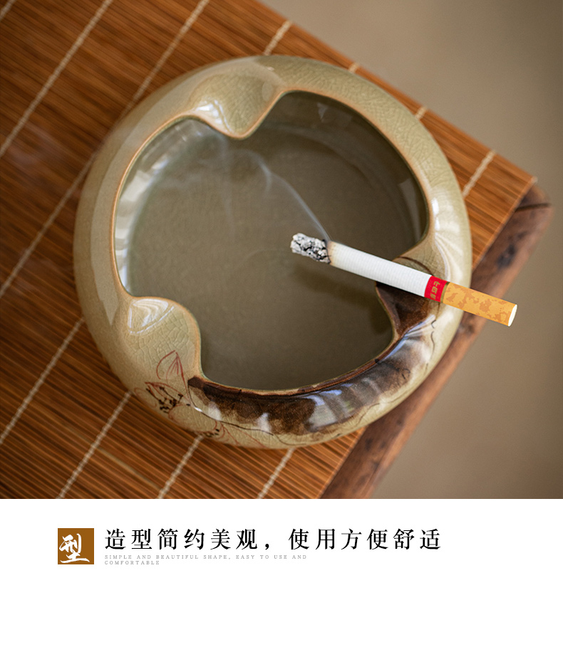 Ceramic ashtray Chinese hand - made creative move trend of Chinese wind restoring ancient ways home sitting room tea table with cover ashtrays