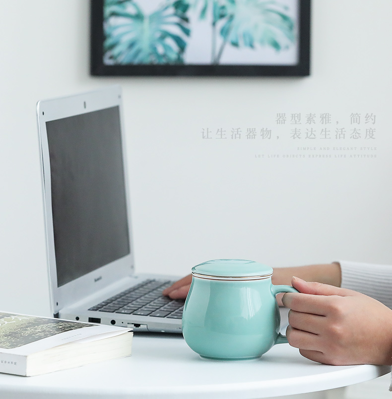 Jingdezhen ceramic filter cup customize personal office cup with cover color glaze keller cup cup tea cups