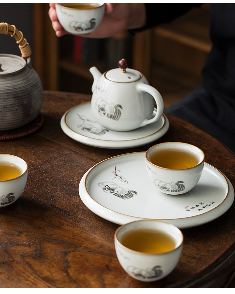 Your up porcelain tea pot and express it in Tory home office contracted small circular dry mercifully kung fu tea tray