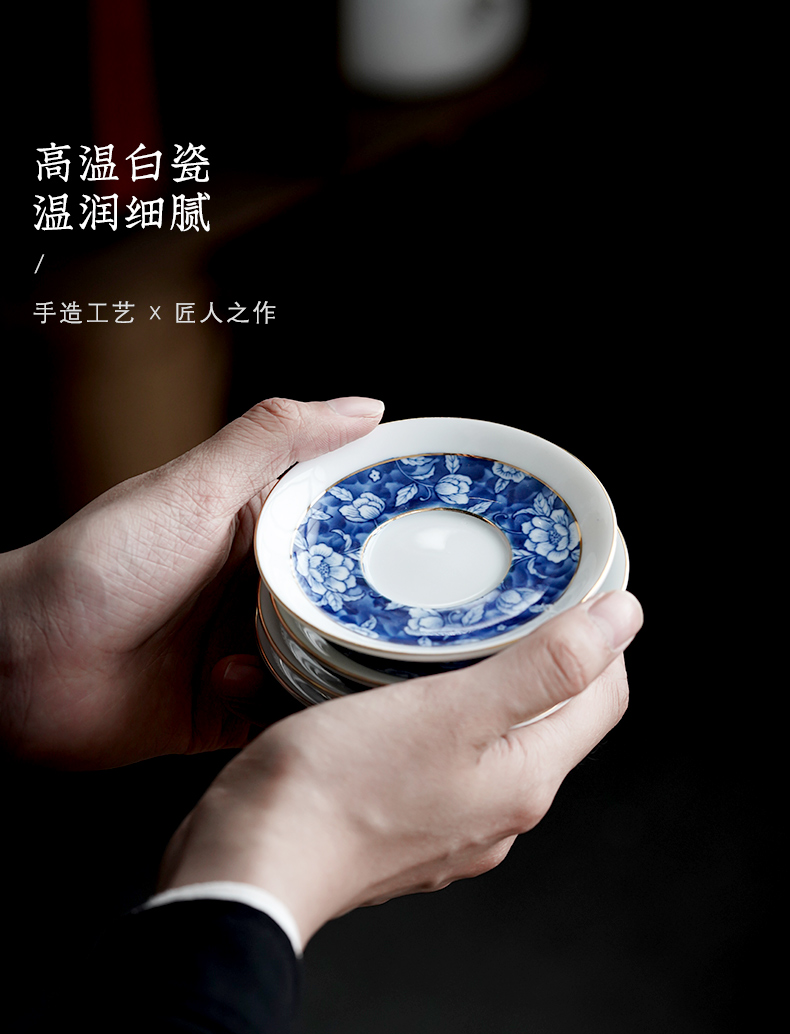 Japanese blue and white porcelain teacup pad manually ceramic cup doesn water glass heat insulation as antiskid saucer tea tea accessories