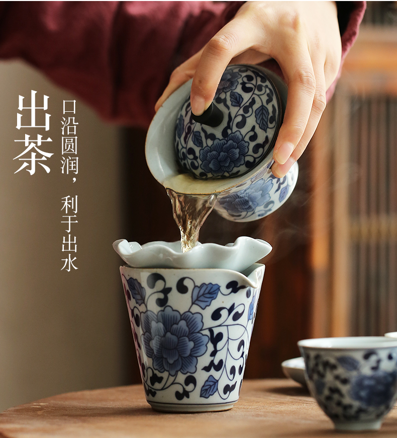 Jingdezhen hand - made porcelain tea set suit household small sets of kung fu tea cup tureen tea pot dry terms plate