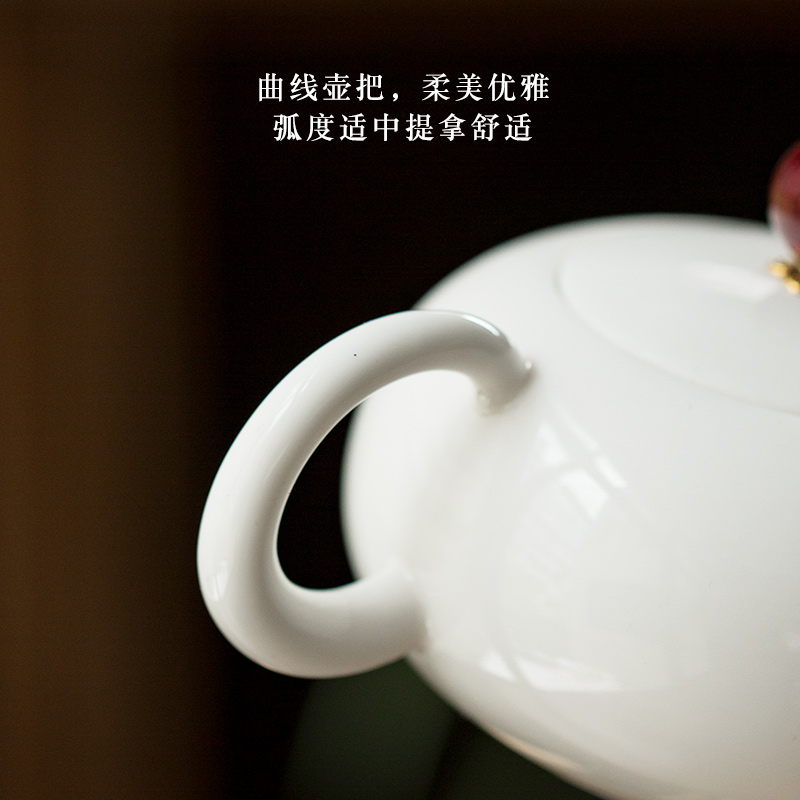 Lard white beauty pot of dehua white porcelain teapot kung fu suit household ceramics single pot large hand tea set
