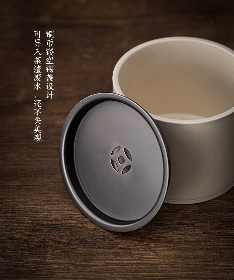 Jingdezhen Japanese archaize ceramic building tea wash water plant ash glaze in hot water jar barrels of household kung fu tea accessories