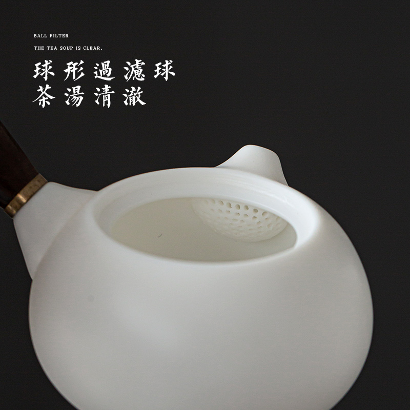 Earth story dehua biscuit firing suet white jade ceramic side the tea pot set single pot household ceramic furnace