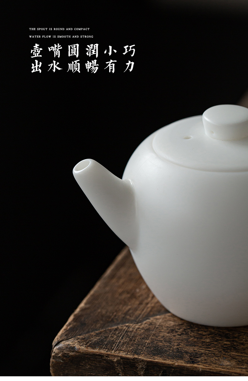 Dehua manual suet jade teapot single pot of white porcelain beauty make tea pot of household, small single tea