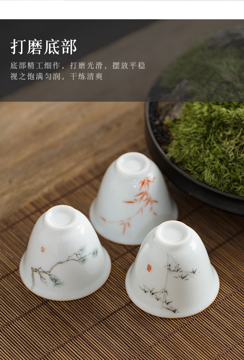Members of the sweet white soil sample tea cup creative hand MoZhu jingdezhen ceramic cups white porcelain contracted tea cups