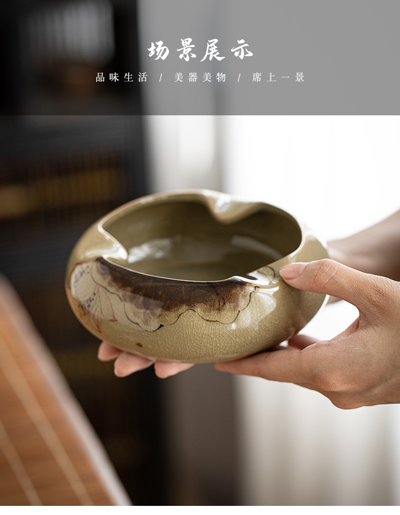 Ceramic ashtray Chinese hand - made creative move trend of Chinese wind restoring ancient ways home sitting room tea table with cover ashtrays