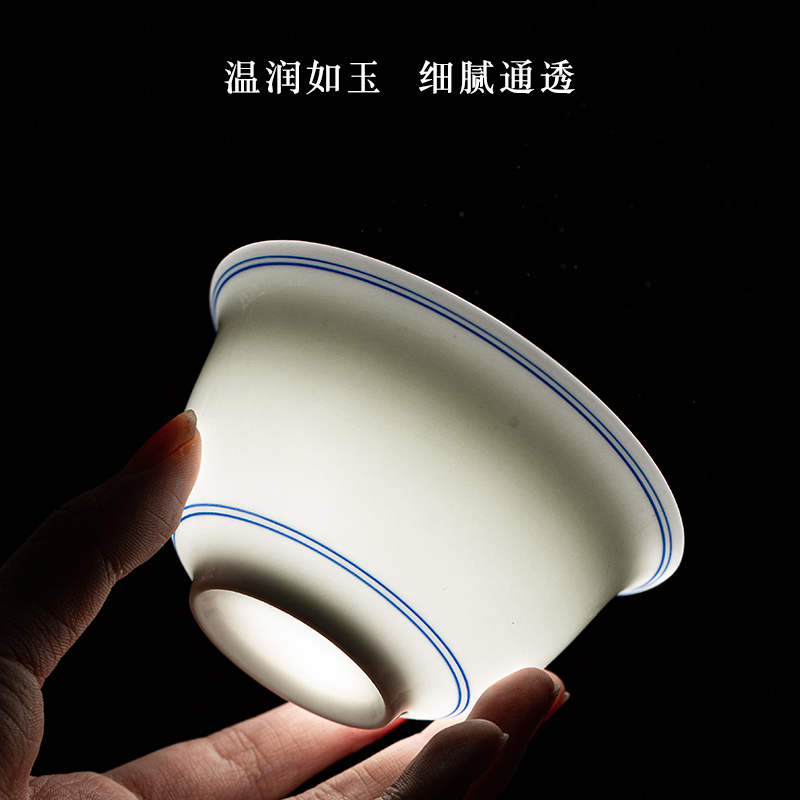 Jingdezhen tureen only a single white porcelain cups three tureen large sweet white kung fu tea set household thin foetus making tea