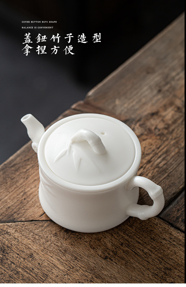 Dehua white clay story CiHu pure manual teapot large capacity full manual household utensils suits for bamboo pot