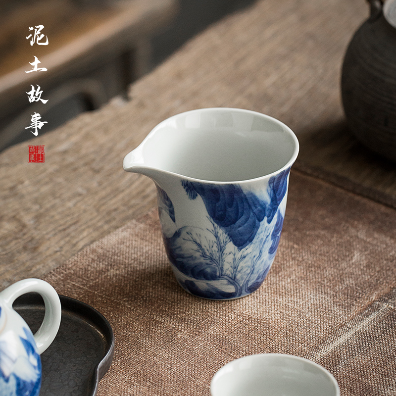 Jingdezhen hand - made porcelain kangxi landscape points of tea ware fair keller kunfu tea, kungfu tea set
