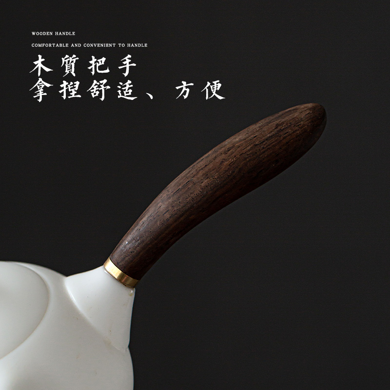 Earth story dehua biscuit firing suet white jade ceramic side the tea pot set single pot household ceramic furnace