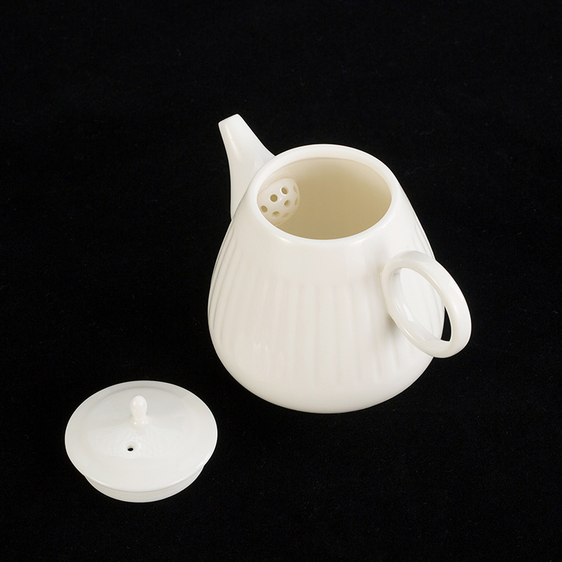 Earth story dehua lard white porcelain teapot tea kungfu tea set single boring pot pot of fine white porcelain teapot