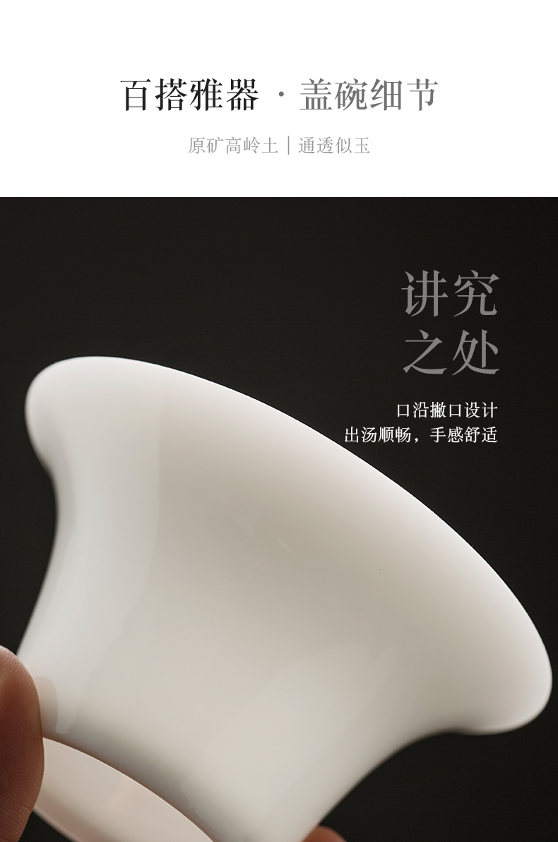 Jingdezhen manual thin foetus large tureen white porcelain cups water chestnut tureen single hot ceramic tea bowl