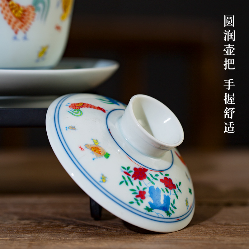 Earth story of the Forbidden City version chenghua chicken color bucket cylinder cups of jingdezhen ceramic manual hand - made kung fu tea cup bowl