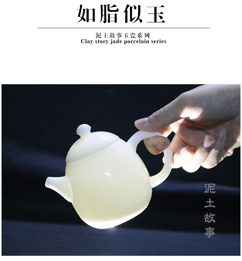 Dehua white porcelain ceramic teapot kung fu tea tureen to use household Long Dan pot of filter with three cups to use