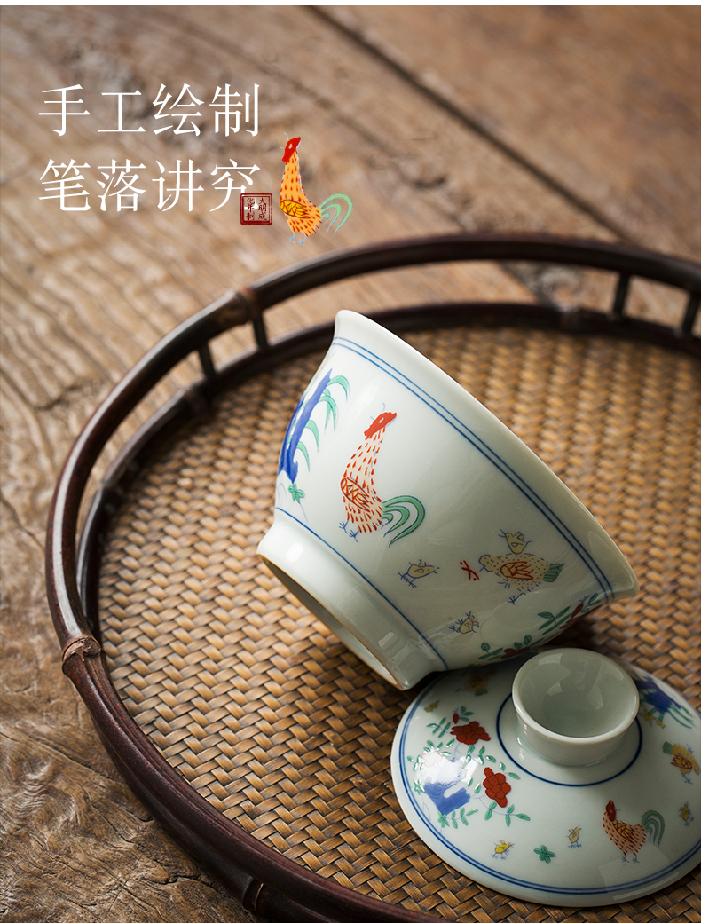 Jingdezhen bucket color chicken cylinder 2 cup tea sets, small ceramic household dry tea tray storage simple restoring ancient ways