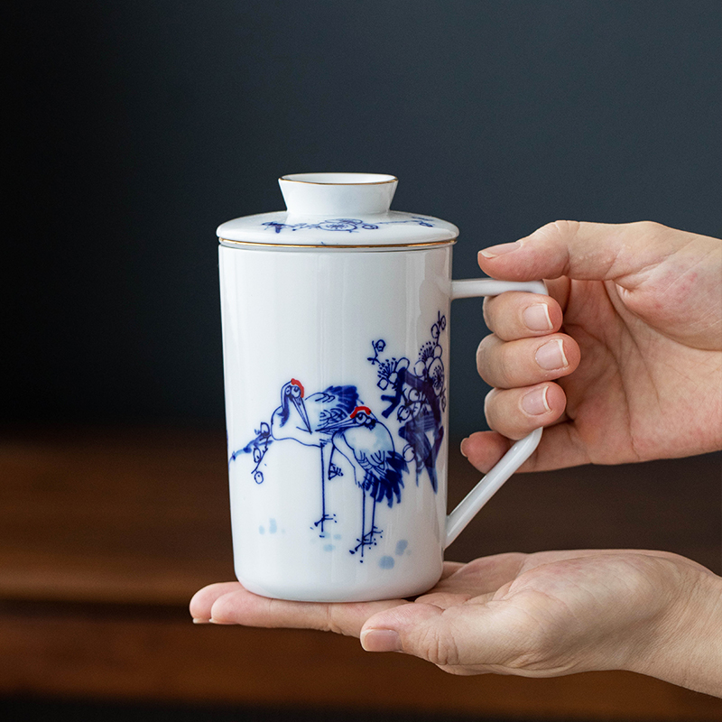 Hand - made under glaze color office cup of jingdezhen porcelain ceramic cups household with cover glass large tea cups