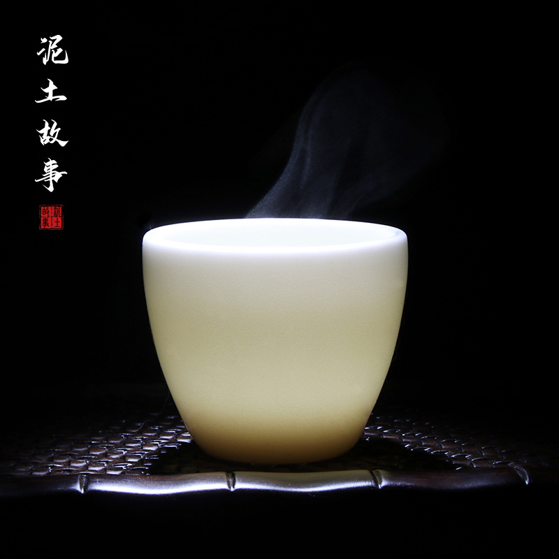 Defied Jade White Ceramic Kongfu Tea Cup Tasting Cup Single Cup Jade Porcelain Handmade Ceramic Small Tea Cup Tea Set Cup