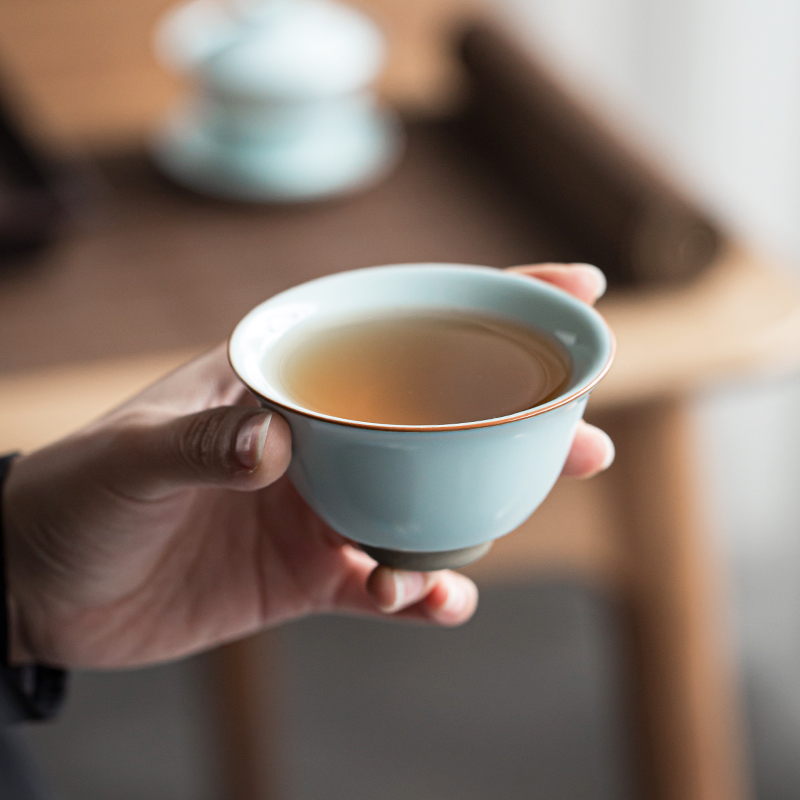 Jingdezhen tea keeps open piece of azure ru up market metrix who cup household ceramics kung fu tea set sample tea cup tea cup