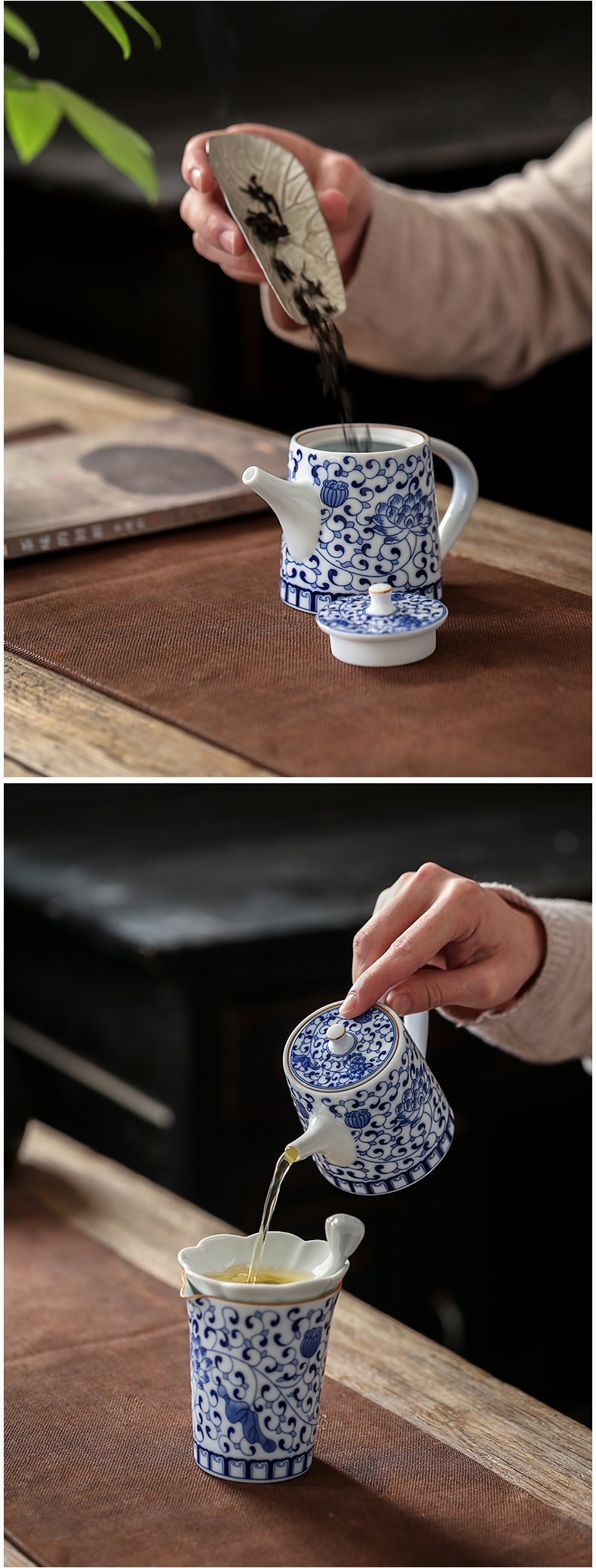 Earth story blue and white porcelain teapot household ceramics kung fu tea set single pot small filter teapot water flowing