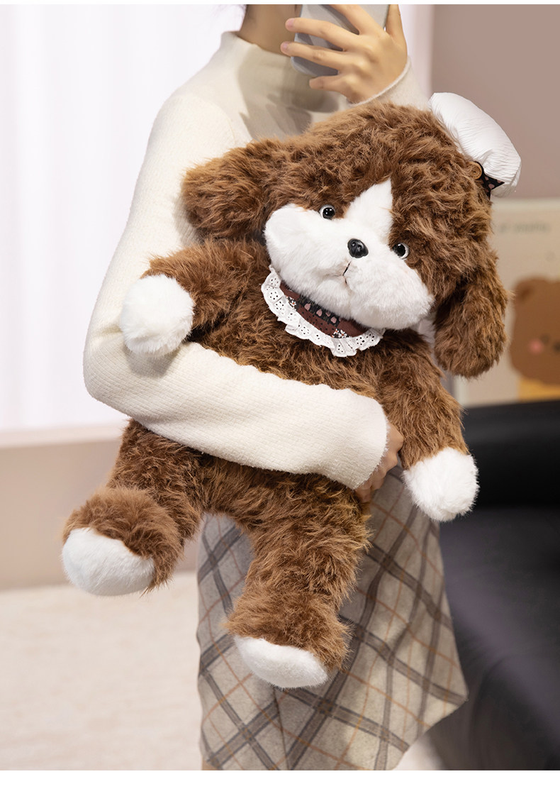 Мягкая игрушка 可爱小奶狗毛绒玩具公仔玩偶蕾丝围兜白色毛绒玩具布娃娃公仔呆萌 Good is not