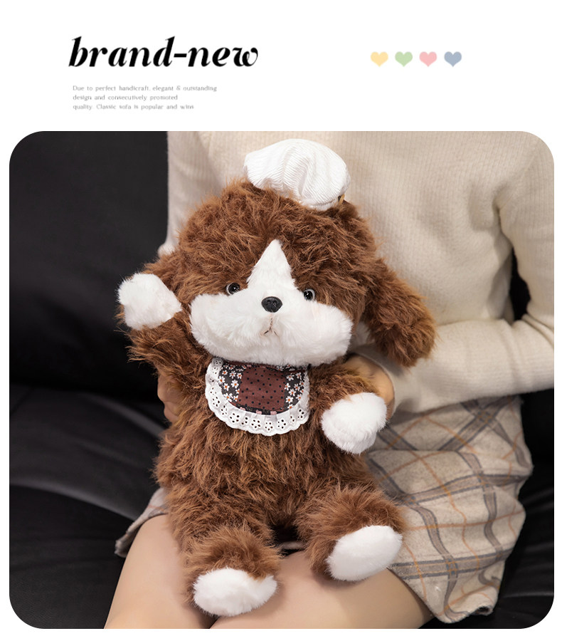 Мягкая игрушка 可爱小奶狗毛绒玩具公仔玩偶蕾丝围兜白色毛绒玩具布娃娃公仔呆萌 Good is not