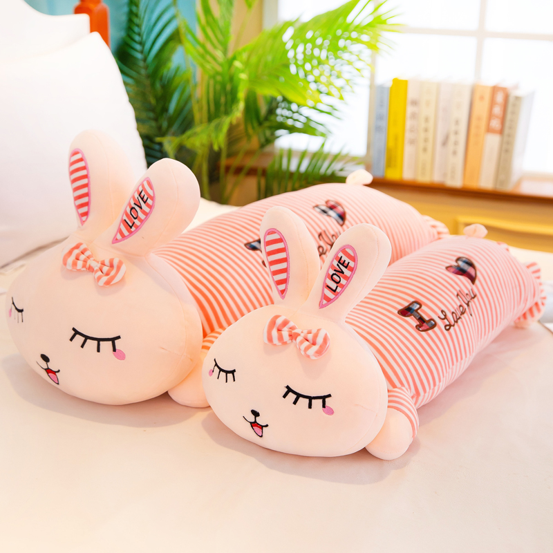 Cute rabbit long strip pillow lazy sleeping pillow bed cute rabbit doll girl doll birthday gift