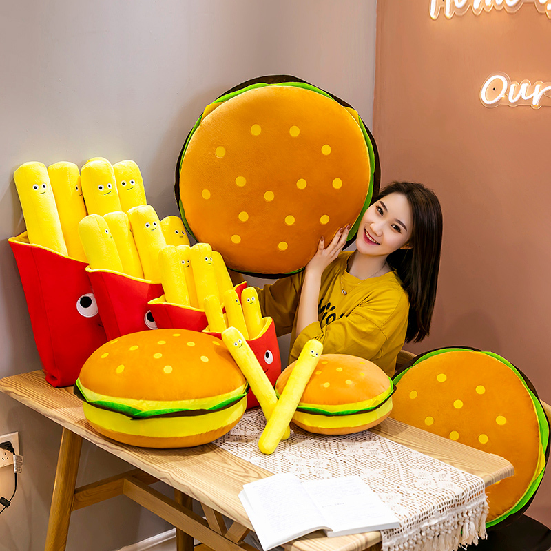 Hamburger, French Fries, Plush Toy, Foodie Snack Bag, Pillow, Bed Doll, Valentine's Day Creative Birthday Gift for Women
