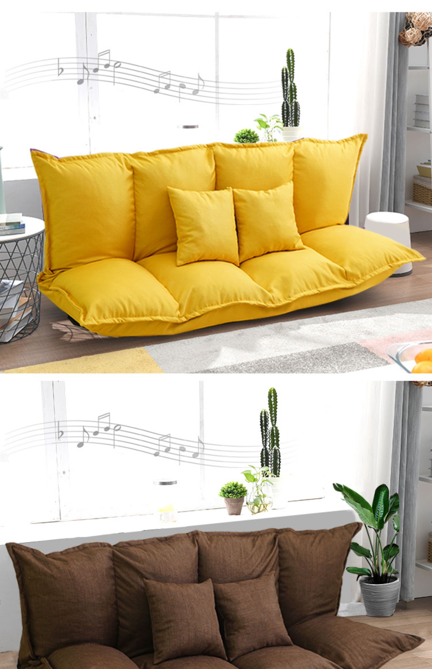 Beanbag tatami gấp sofa sofa phòng ngủ căn hộ nhỏ ban công nhỏ dễ thương màu đỏ mô hình lưới Ghế - Ghế sô pha sofa đẹp