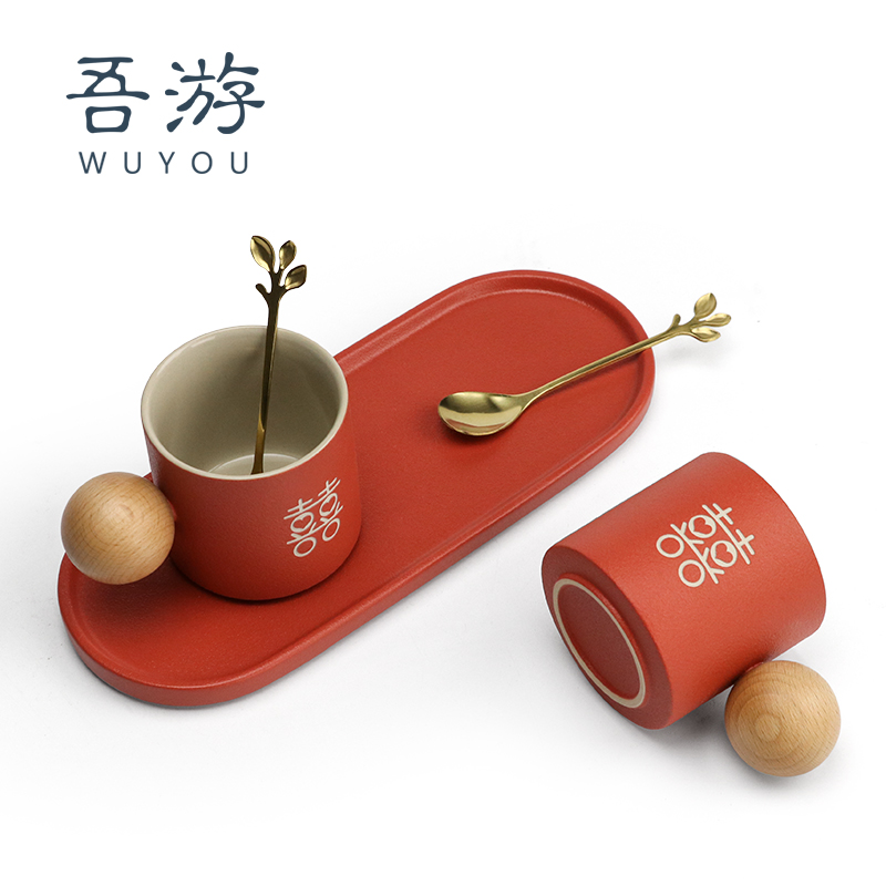 My tour couple mug coffee cup ceramic wedding gift pair cup set red drinking cup wedding customization