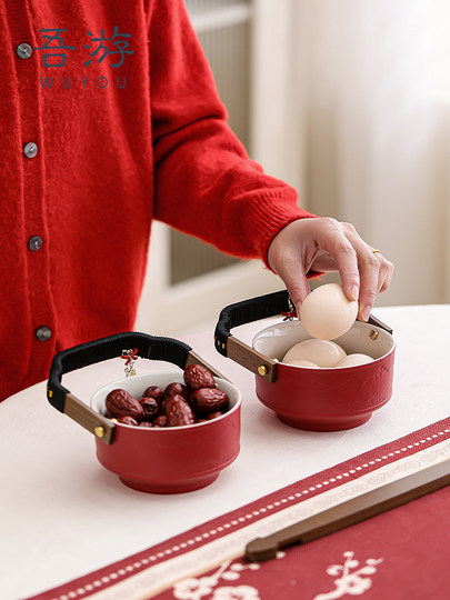 Wuyou Wedding Bride's Family Dowry High-End Chinese-Style Son Festival Bucket Wedding Preparation Supplies Collection Red Small Toilet Festive Dowry