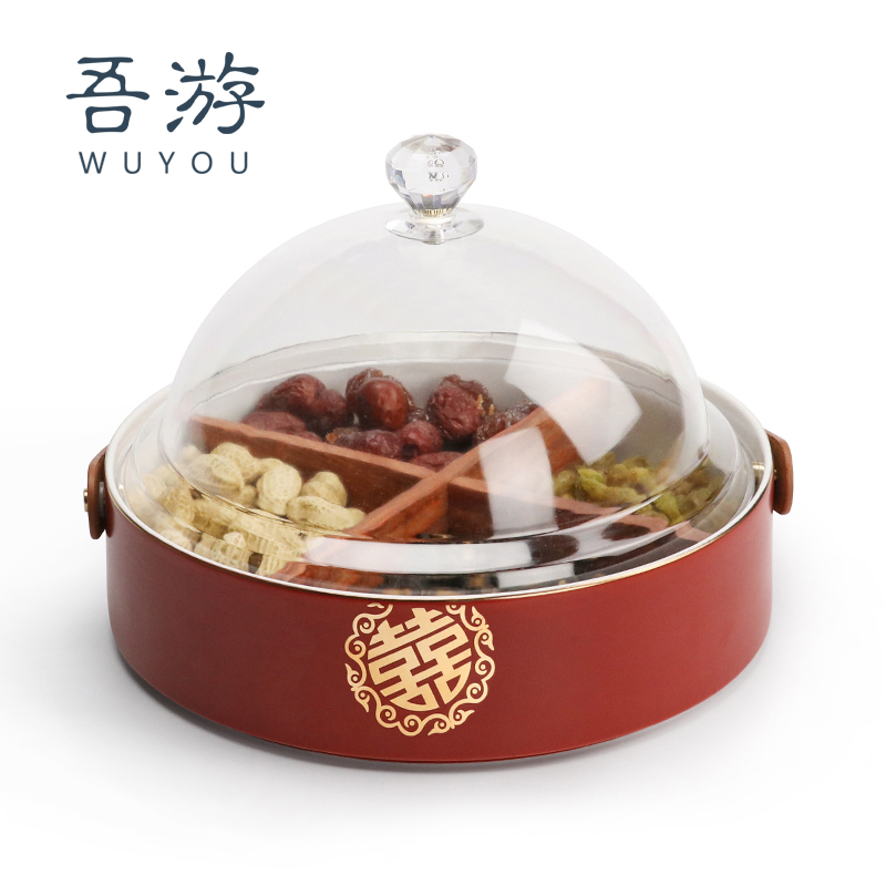 Wuyou ceramic dried fruit storage box wedding candy box light luxury dried fruit box with lid home snacks melon seeds dried fruit plate