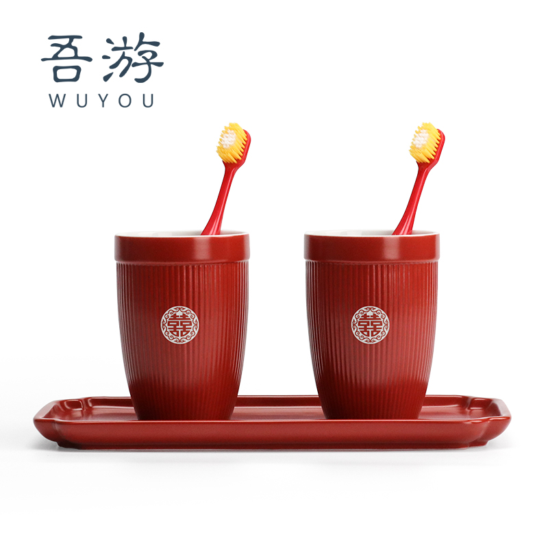 I travel wedding brushing cups a pair of wash cups set couples tooth cylinder toothbrush storage light luxury newcomer supplies