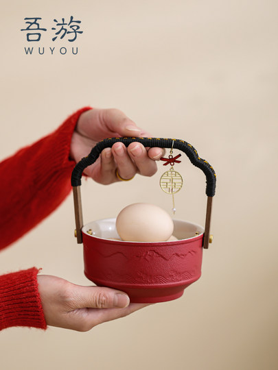 Wuyou Wedding Bride's Family Dowry High-End Chinese-Style Son Festival Bucket Wedding Preparation Supplies Collection Red Small Toilet Festive Dowry