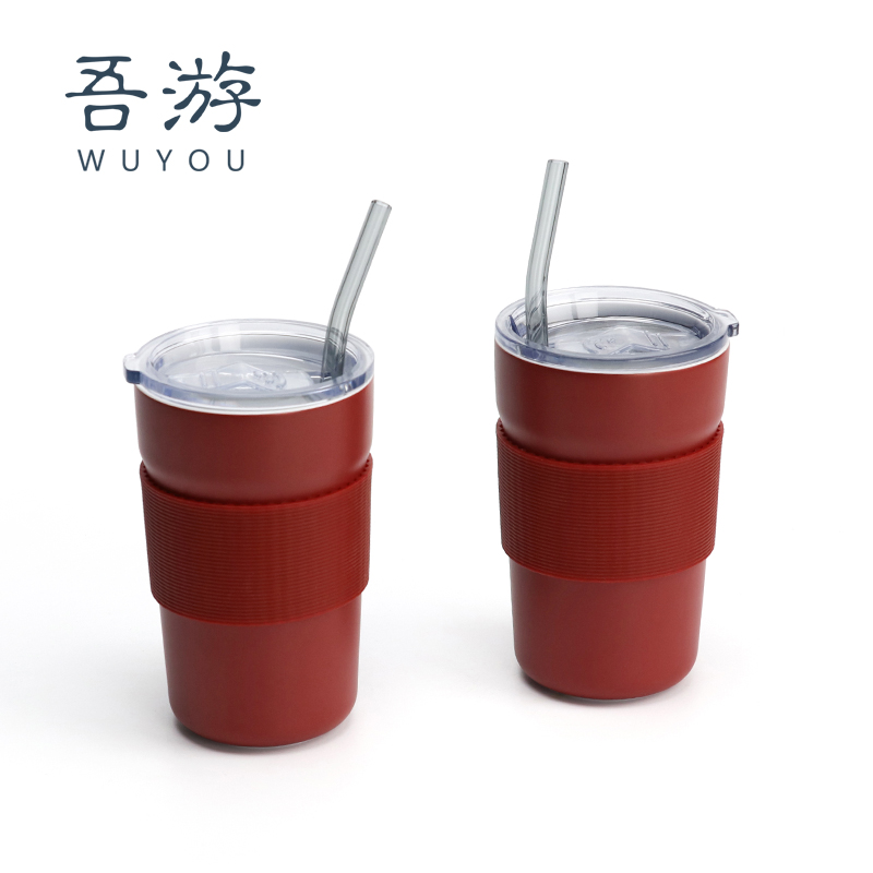 I tour ceramic casual cup belt sucking butler with cup set cute large capacity couple cup wedding souvenir