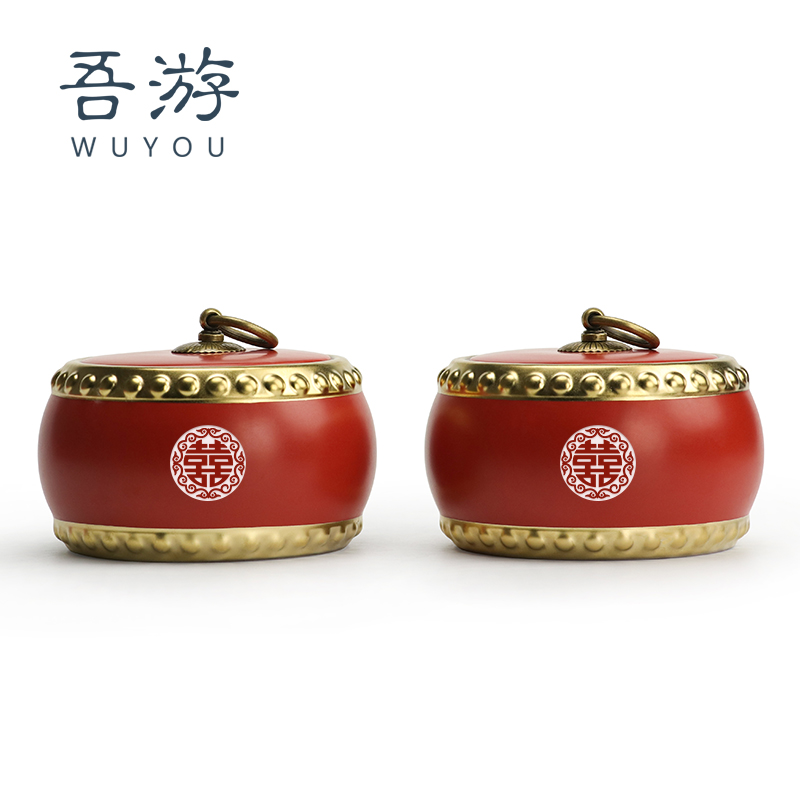 I travel wedding sugar jars a pair of large candy jars with gifts dowry jujube jars dowry tea jars wedding supplies